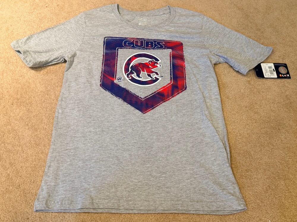 MLB Chicago Cubs Youth Boys Gray Short Sleeve Graphic T-Shirt Size L 14/16 NWT
